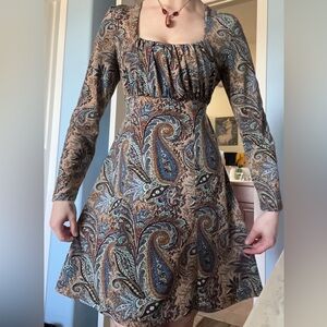 Papillion Blanc Milkmaid style paisley pattern dress